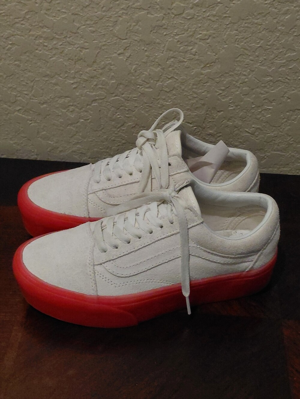 New Womens Vans 8M Ua Stackform Sneakers White Suede Pink Gum Sole ModeSens
